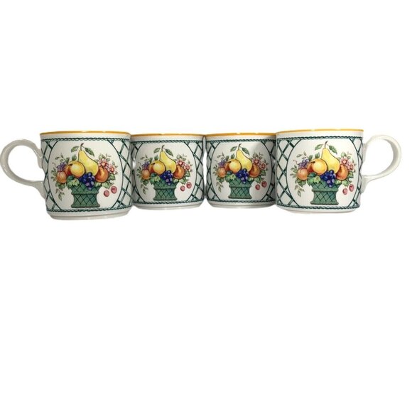 Villeroy & Boch Fruit Basket Set Of 4 Coffee Mugs Espresso Vitro #1748 Germany - Picture 3 of 9